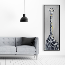 Encadré 20 x 60 - Girafe bleu acier