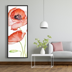 Encadré 20 x 60 - Fleurs de pavots à l'aquarelle