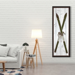 Framed 20 x 60 - Green vintage skis