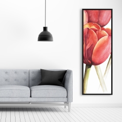 Framed 20 x 60 - Blossoming tulips closeup