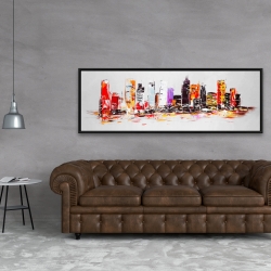 Framed 20 x 60 - Abstract city in bright colors