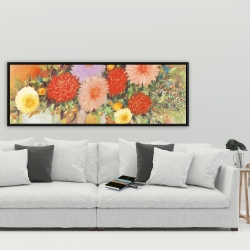 Framed 20 x 60 - Colorful abstract flowers