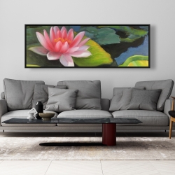 Framed 20 x 60 - Water lilies and lotus flowers