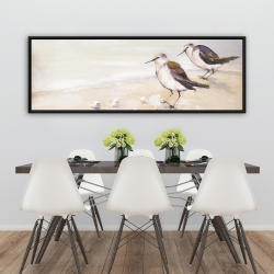 Framed 20 x 60 - Two sandpipers on the beach