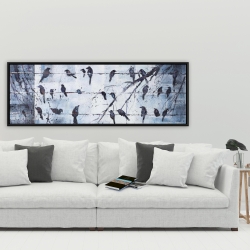 Encadré 20 x 60 - Oiseaux abstrait sur fil électrique