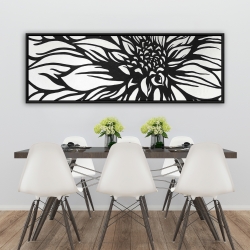 Framed 20 x 60 - Dahlia flower outline style