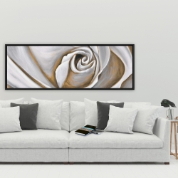 Framed 20 x 60 - White rose closeup