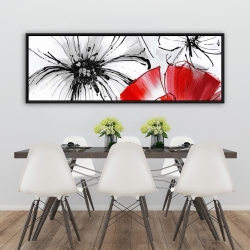Framed 20 x 60 - Red & white flowers sketch