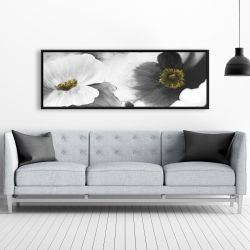 Encadré 20 x 60 - Fleurs en noir et blanc