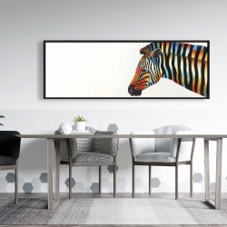 Framed 20 x 60 - Colorful zebra