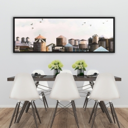 Framed 20 x 60 - Water towers with birds