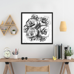 Framed 24 x 24 - Set of abstract roses