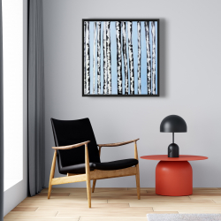 Framed 24 x 24 - Birches on a blue background