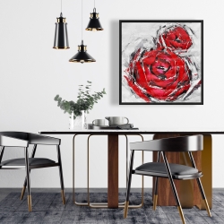 Framed 24 x 24 - Abstract red roses