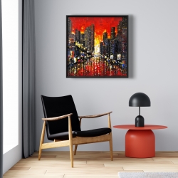 Encadré 24 x 24 - Couché de soleil abstrait sur la ville