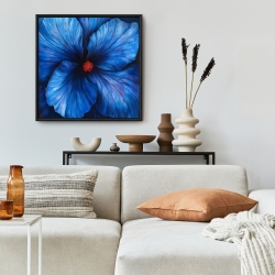 Framed 24 x 24 - Blue flower art