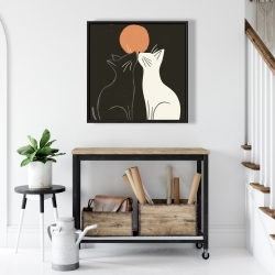 Framed 24 x 24 - Black and white cats