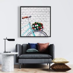 Encadré 24 x 24 - Bicyclette avec bouquet de tulipes