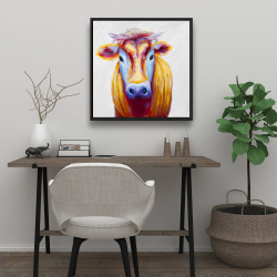 Framed 24 x 24 - Colorful country cow