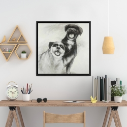 Framed 24 x 24 - Happy dogs sketch