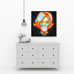 Framed 24 x 24 - Colorful marilyne monroe bubblegum