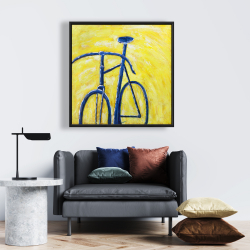 Encadré 24 x 24 - Bicyclette bleue sur fond jaune