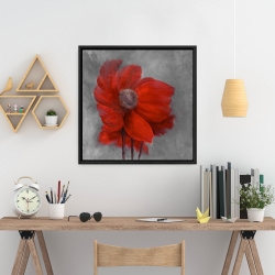 Framed 24 x 24 - Red flower in the wind