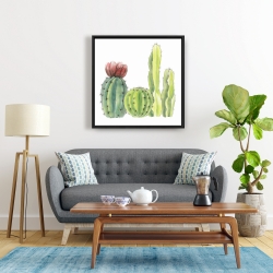 Framed 24 x 24 - Four little cactus