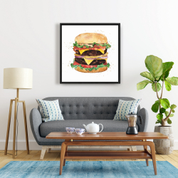 Encadré 24 x 24 - Cheeseburger double tout garni à l'aquarelle