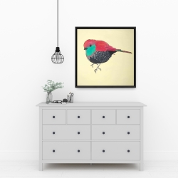 Framed 24 x 24 - Little purple bird illustration