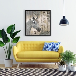 Framed 24 x 24 - Rustic white horse