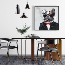 Framed 24 x 24 - Smoking gangster bulldog