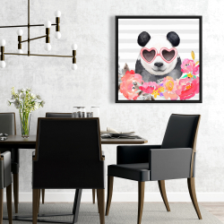 Framed 24 x 24 - Panda with heart-shaped glasses