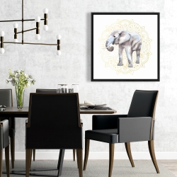 Encadré 24 x 24 - Elephant avec motif mandalas