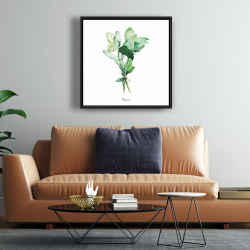 Framed 24 x 24 - Tied up basil leaves bundle - en