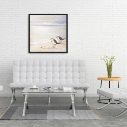 Framed 24 x 24 - Two sandpipers on the beach