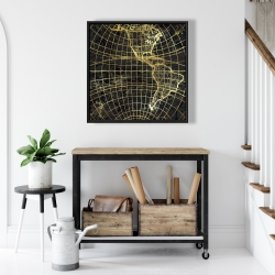 Encadré 24 x 24 - Globe terrestre doré et noir