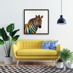 Framed 24 x 24 - Colorful profile view of a zebra