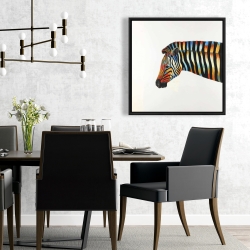 Framed 24 x 24 - Colorful zebra