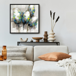 Framed 24 x 24 - Abstract blue tulips