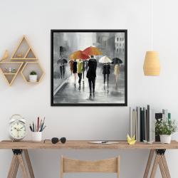Framed 24 x 24 - Street scene with umbrellas