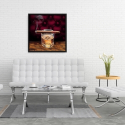 Framed 24 x 24 - Scotch on ice with a cigar