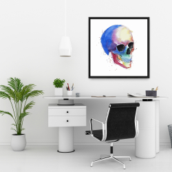 Encadré 24 x 24 - Profil de crâne coloré aquarelle