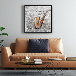 Framed 24 x 24 - Graffiti of a saxophone