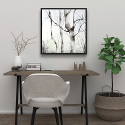 Framed 24 x 24 - Three birches trees