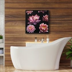 Framed 24 x 24 - Lotus flower pattern