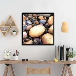 Framed 24 x 24 - Beach pebbles
