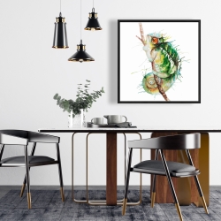 Framed 24 x 24 - Watercolor chameleon