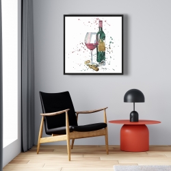Framed 24 x 24 - Bottle of red wine
