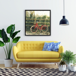 Framed 24 x 24 - Riding in the woods by bicycle